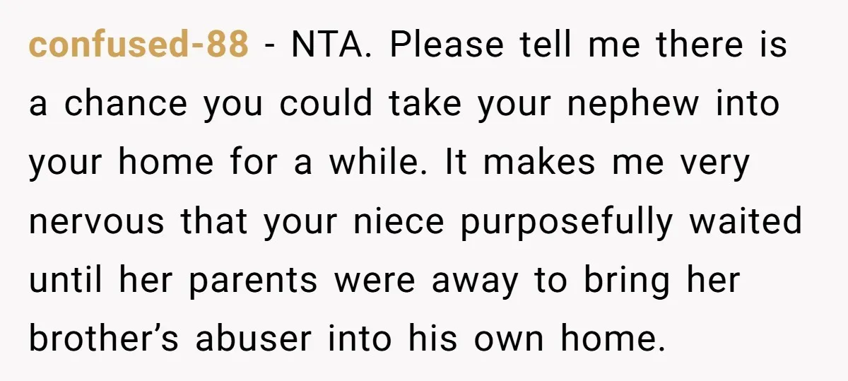 confused-88 − NTA. Please tell me there is a chance you could take your nephew into your home for a while. It makes me very nervous that your niece purposefully...