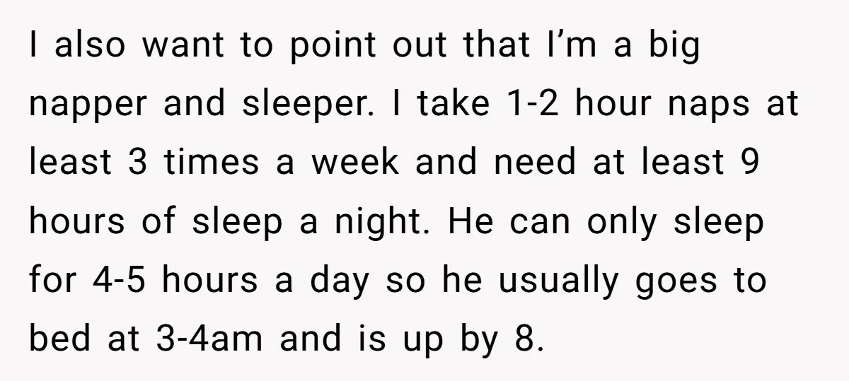 I also want to point out that I’m a big napper and sleeper. I take 1-2 hour naps at least 3 times a week and need at least 9 hours...