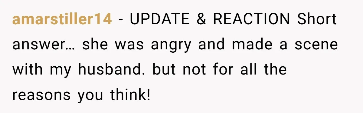 amarstiller14 - UPDATE & REACTION Short answer… she was angry and made a scene with my husband. but not for all the reasons you think!