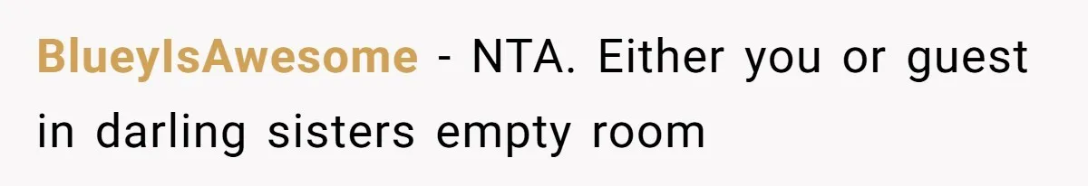 BlueyIsAwesome − NTA. Either you or guest in darling sisters empty room