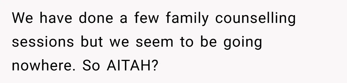 We have done a few family counselling sessions but we seem to be going nowhere. So AITAH?
