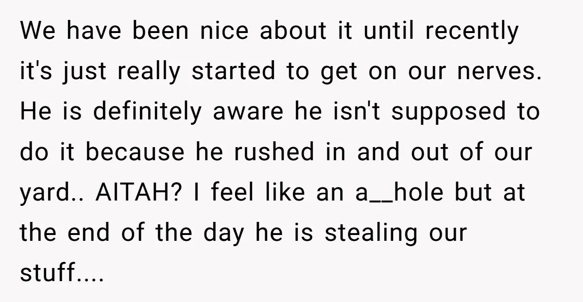 We have been nice about it until recently it's just really started to get on our nerves. He is definitely aware he isn't supposed to do it because he rushed...
