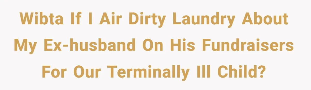 WIBTA if I air dirty laundry about my ex-husband on his fundraisers for our terminally ill child?