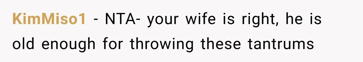 KimMiso1 − NTA- your wife is right, he is old enough for throwing these tantrums