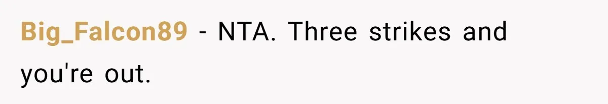 Big_Falcon89 − NTA. Three strikes and you're out.