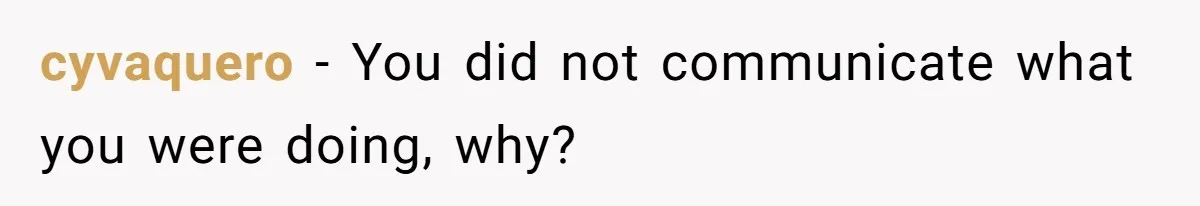 cyvaquero − You did not communicate what you were doing, why?