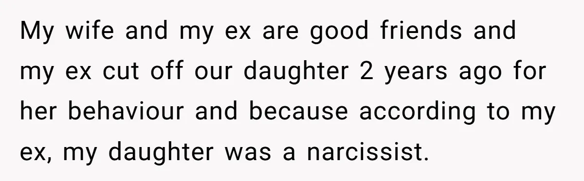 My wife and my ex are good friends and my ex cut off our daughter 2 years ago for her behaviour and because according to my ex, my daughter was...