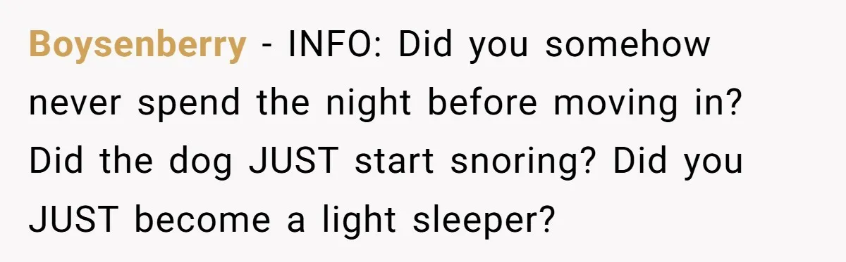 Boysenberry − INFO: Did you somehow never spend the night before moving in? Did the dog JUST start snoring? Did you JUST become a light sleeper?
