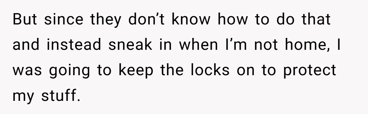 But since they don’t know how to do that and instead sneak in when I’m not home, I was going to keep the locks on to protect my stuff.