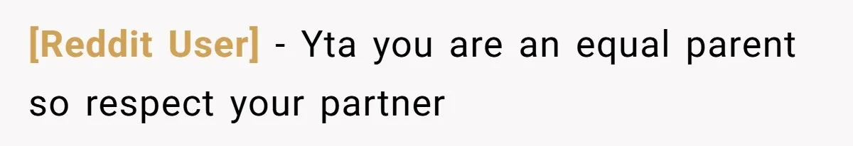 [Reddit User] − Yta you are an equal parent so respect your partner
