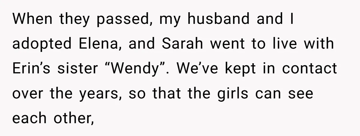 When they passed, my husband and I adopted Elena, and Sarah went to live with Erin’s sister “Wendy”. We’ve kept in contact over the years, so that the girls can...