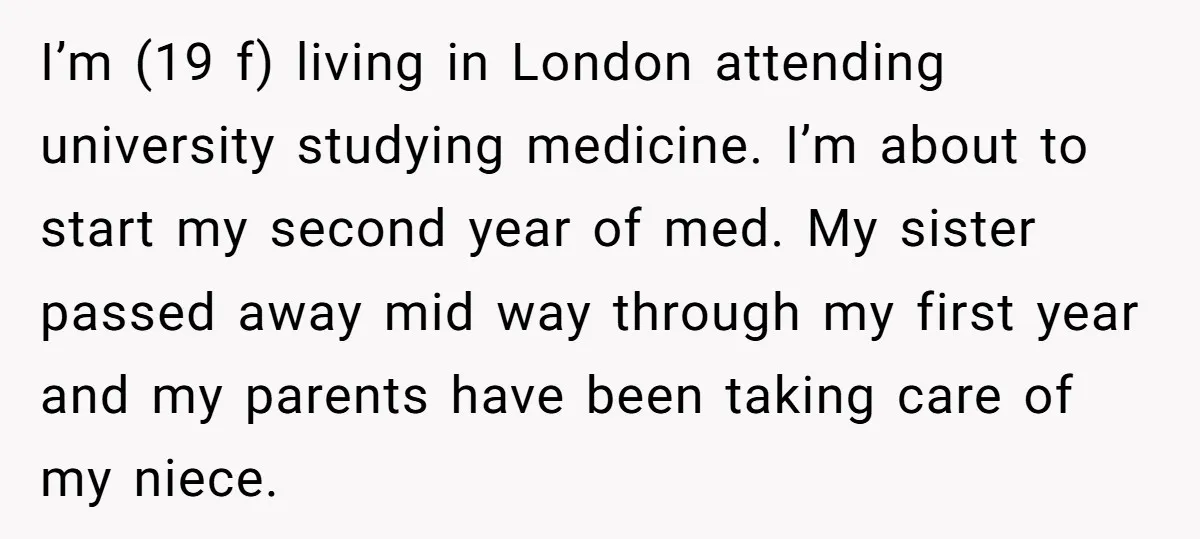 I’m (19 f) living in London attending university studying medicine. I’m about to start my second year of med. My sister passed away mid way through my first year and...