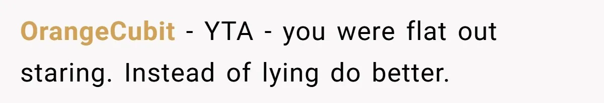 OrangeCubit − YTA - you were flat out staring. Instead of lying do better.