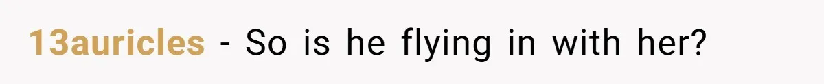 13auricles − So is he flying in with her?