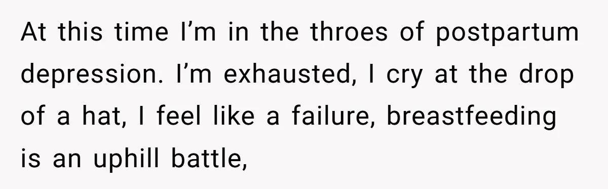 At this time I’m in the throes of postpartum depression. I’m exhausted, I cry at the drop of a hat, I feel like a failure, breastfeeding is an uphill battle,