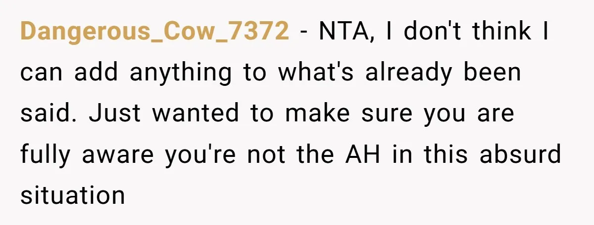 Dangerous_Cow_7372 − NTA, I don't think I can add anything to what's already been said. Just wanted to make sure you are fully aware you're not the AH in this...