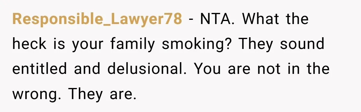 Responsible_Lawyer78 − NTA. What the heck is your family smoking? They sound entitled and delusional. You are not in the wrong. They are.