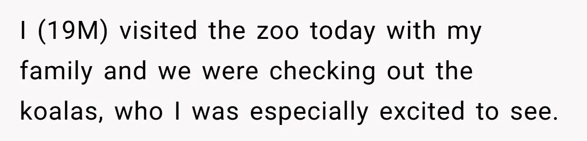 I (19M) visited the zoo today with my family and we were checking out the koalas, who I was especially excited to see.