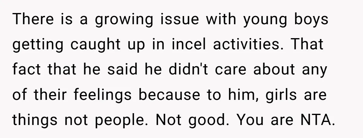 There is a growing issue with young boys getting caught up in incel activities. That fact that he said he didn't care about any of their feelings because to him,...