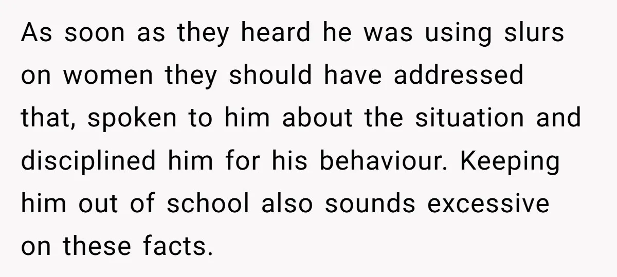 As soon as they heard he was using slurs on women they should have addressed that, spoken to him about the situation and disciplined him for his behaviour. Keeping him...