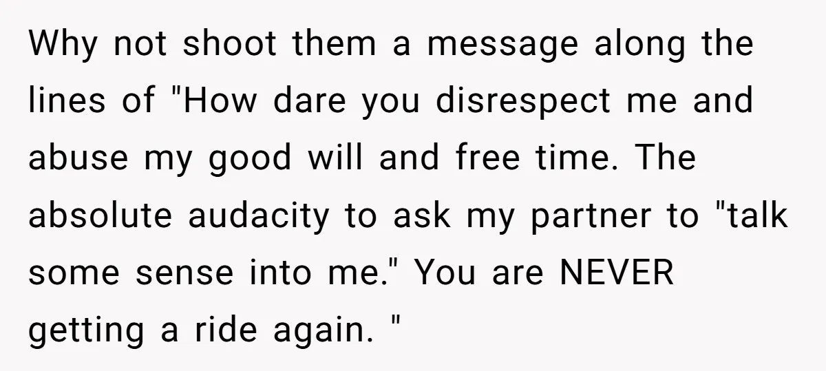 Why not shoot them a message along the lines of "How dare you disrespect me and abuse my good will and free time. The absolute audacity to ask my partner...