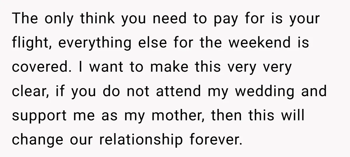 The only think you need to pay for is your flight, everything else for the weekend is covered. I want to make this very very clear, if you do not...