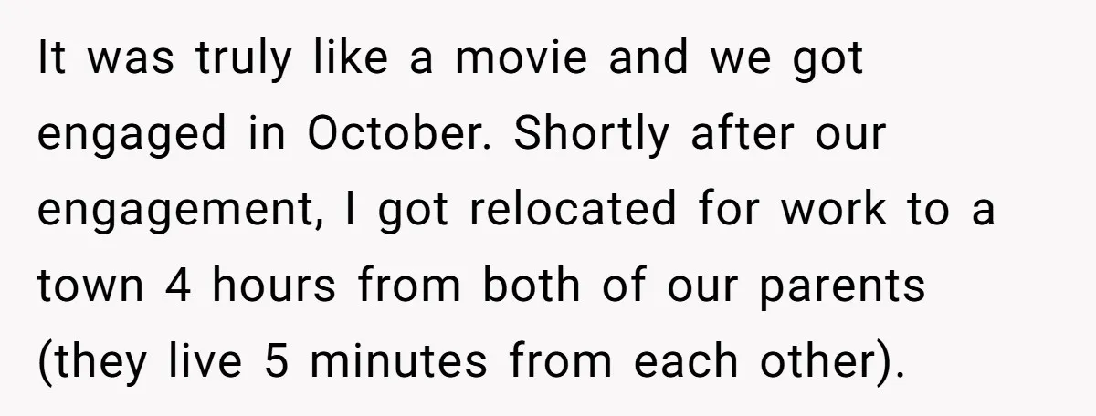 It was truly like a movie and we got engaged in October. Shortly after our engagement, I got relocated for work to a town 4 hours from both of our...
