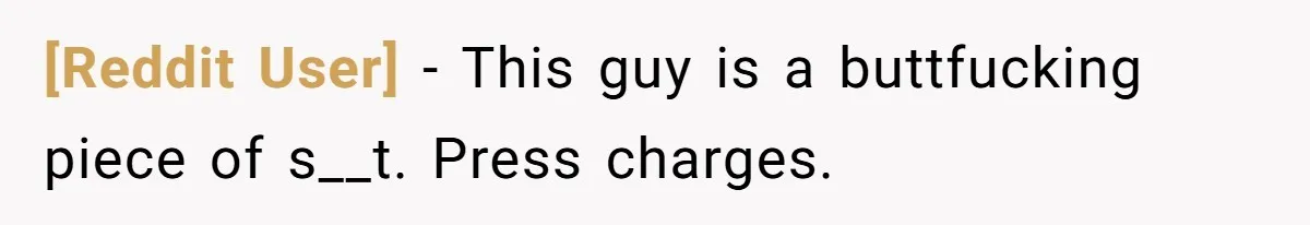 [Reddit User] - This guy is a buttfucking piece of s__t. Press charges.