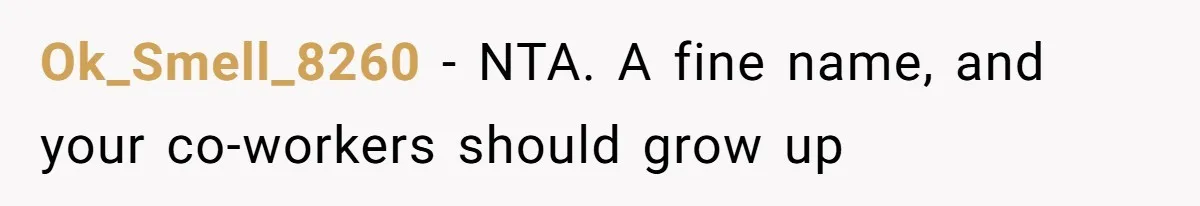 Ok_Smell_8260 − NTA. A fine name, and your co-workers should grow up