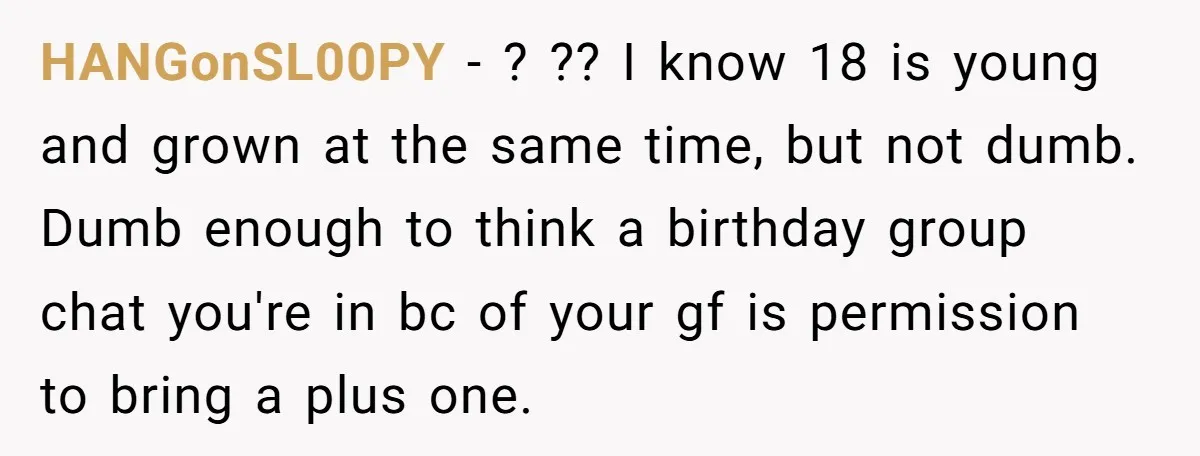 HANGonSL00PY − ? ?? I know 18 is young and grown at the same time, but not dumb. Dumb enough to think a birthday group chat you're in bc of...