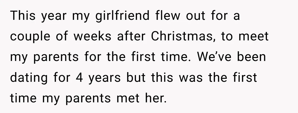 This year my girlfriend flew out for a couple of weeks after Christmas, to meet my parents for the first time. We’ve been dating for 4 years but this was...