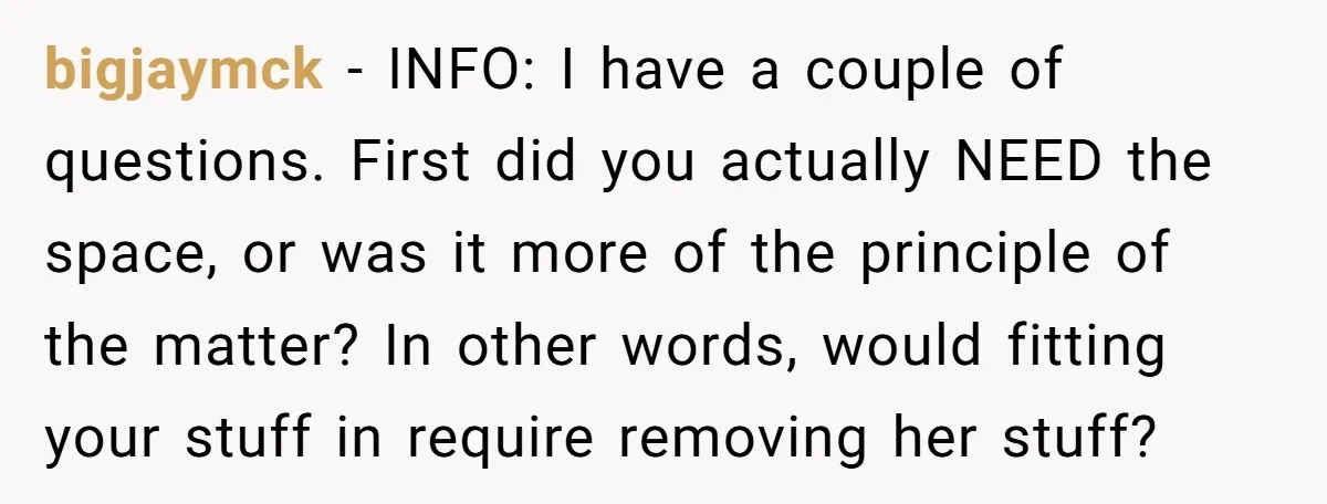 bigjaymck − INFO: I have a couple of questions. First did you actually NEED the space, or was it more of the principle of the matter? In other words, would...