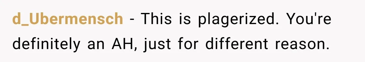 d_Ubermensch − This is plagerized. You're definitely an AH, just for different reason.