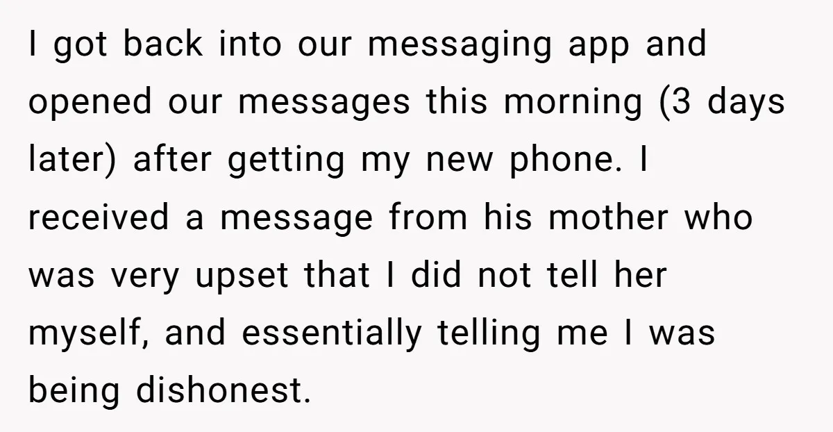 I got back into our messaging app and opened our messages this morning (3 days later) after getting my new phone. I received a message from his mother who was...
