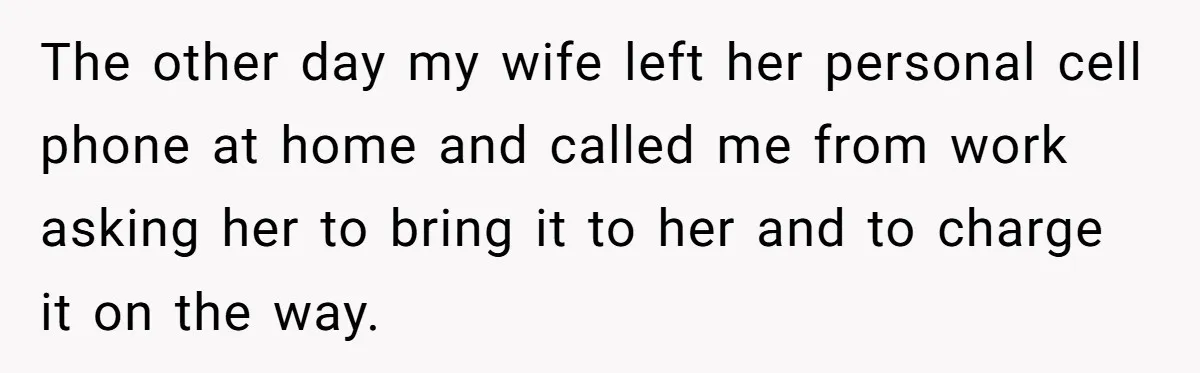 The other day my wife left her personal cell phone at home and called me from work asking her to bring it to her and to charge it on the...