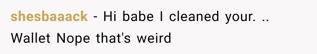 shesbaaack − Hi babe I cleaned your. .. Wallet Nope that's weird