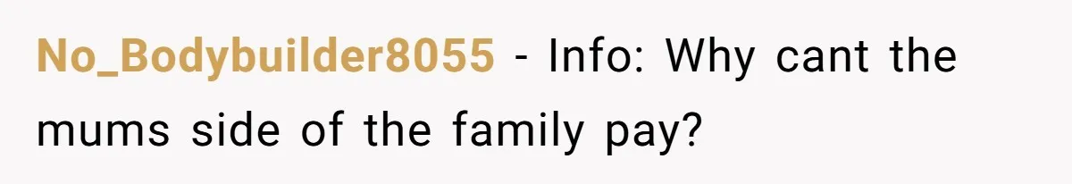 No_Bodybuilder8055 − Info: Why cant the mums side of the family pay?