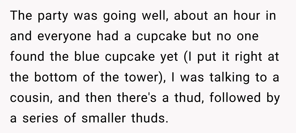 The party was going well, about an hour in and everyone had a cupcake but no one found the blue cupcake yet (I put it right at the bottom of...