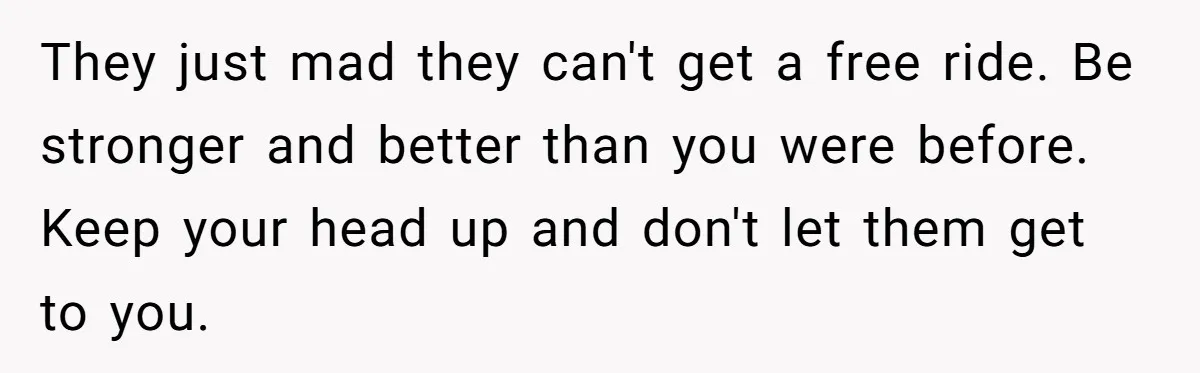 They just mad they can't get a free ride. Be stronger and better than you were before. Keep your head up and don't let them get to you.