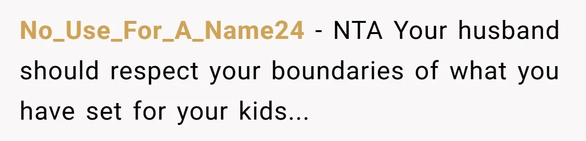 No_Use_For_A_Name24 - NTA Your husband should respect your boundaries of what you have set for your kids...