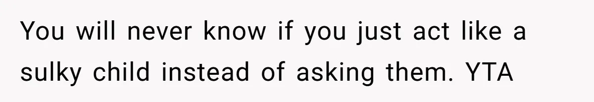 You will never know if you just act like a sulky child instead of asking them. YTA