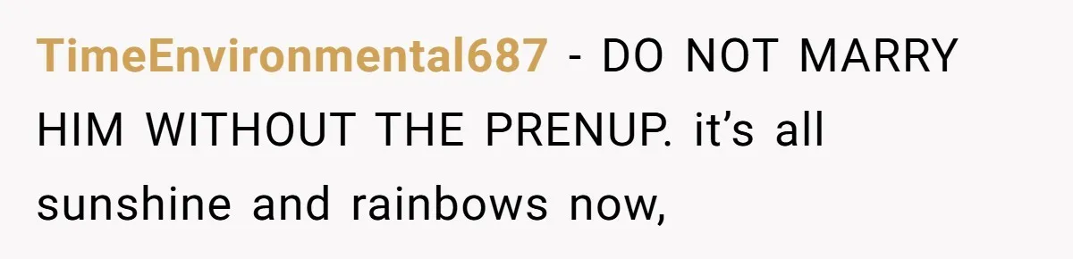 TimeEnvironmental687 − DO NOT MARRY HIM WITHOUT THE PRENUP. it’s all sunshine and rainbows now,