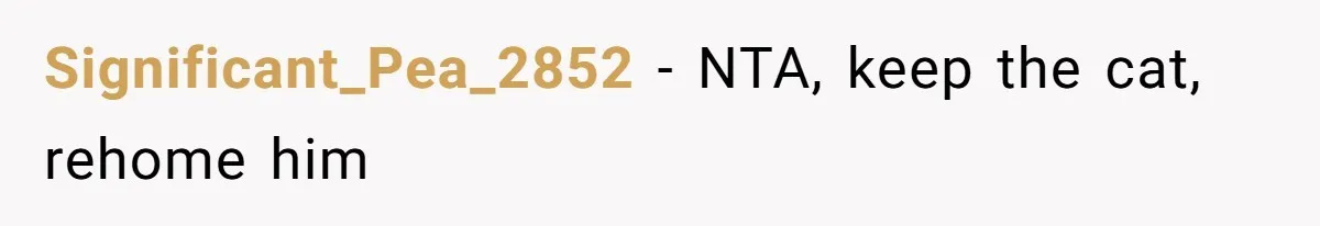 Significant_Pea_2852 - NTA, keep the cat, rehome him