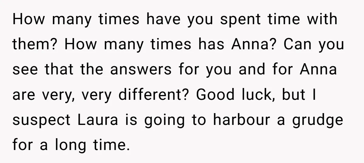 How many times have you spent time with them? How many times has Anna? Can you see that the answers for you and for Anna are very, very different? Good...