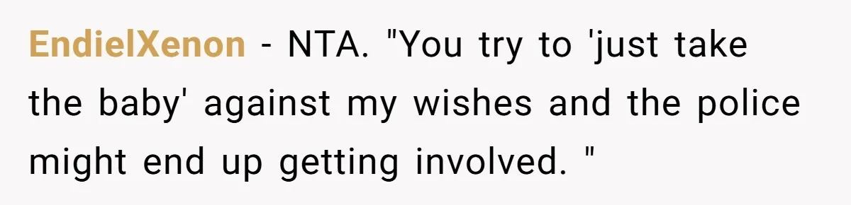 EndielXenon − NTA. "You try to 'just take the baby' against my wishes and the police might end up getting involved. "
