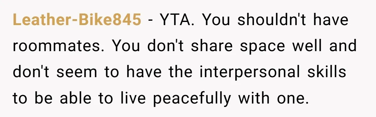 Leather-Bike845 − YTA. You shouldn't have roommates. You don't share space well and don't seem to have the interpersonal skills to be able to live peacefully with one.