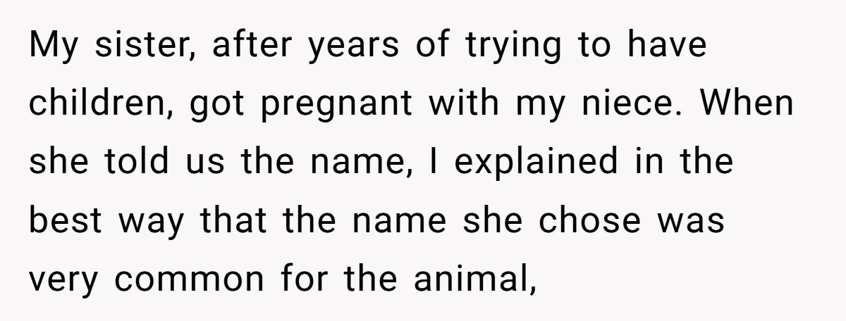 My sister, after years of trying to have children, got pregnant with my niece. When she told us the name, I explained in the best way that the name she...