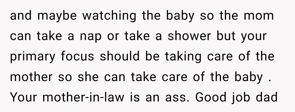 and maybe watching the baby so the mom can take a nap or take a shower but your primary focus should be taking care of the mother so she can...