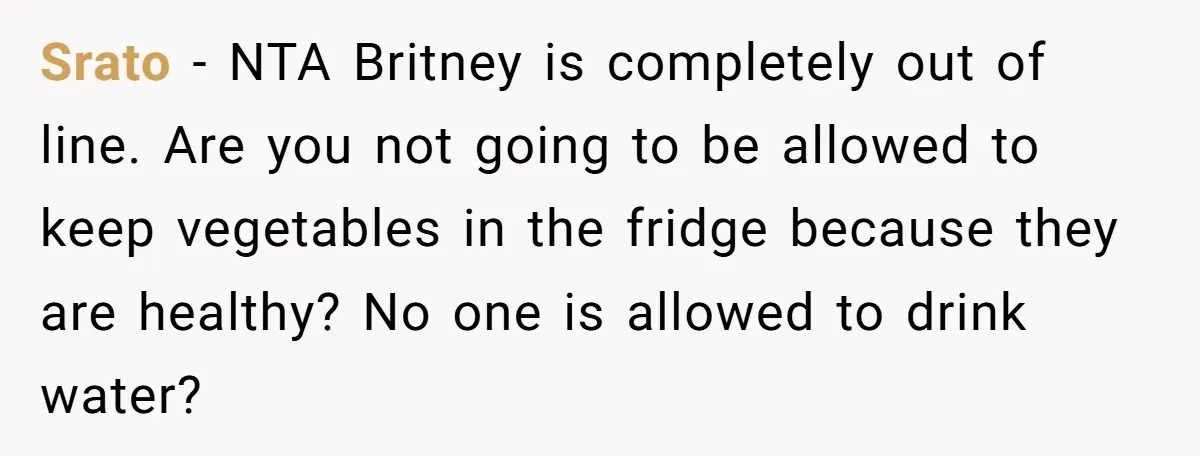 Srato − NTA Britney is completely out of line. Are you not going to be allowed to keep vegetables in the fridge because they are healthy? No one is allowed...