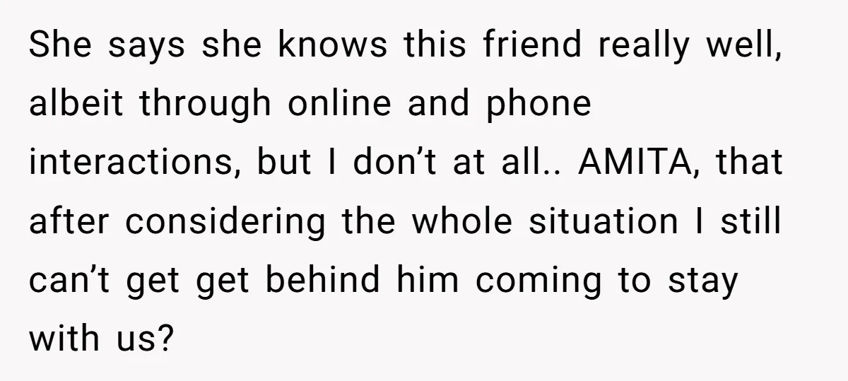 She says she knows this friend really well, albeit through online and phone interactions, but I don’t at all.. AMITA, that after considering the whole situation I still can’t get...